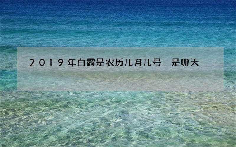 2019年白露是农历几月几号 是哪天